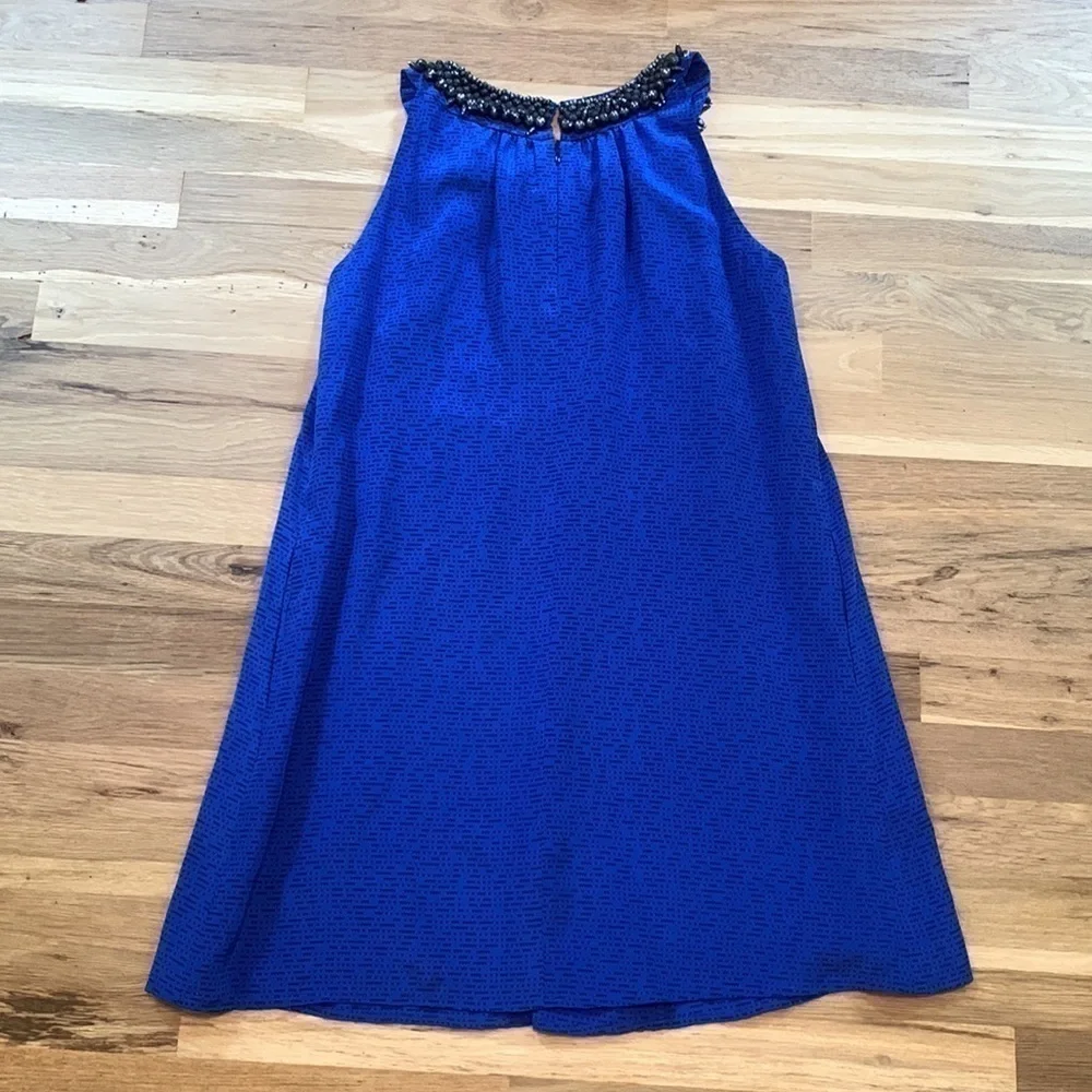 ANTHRO by Gryphon Deepest Fathoms Beaded Collar Sleeveless Dress Blue Women’s S - Picture 10 of 14